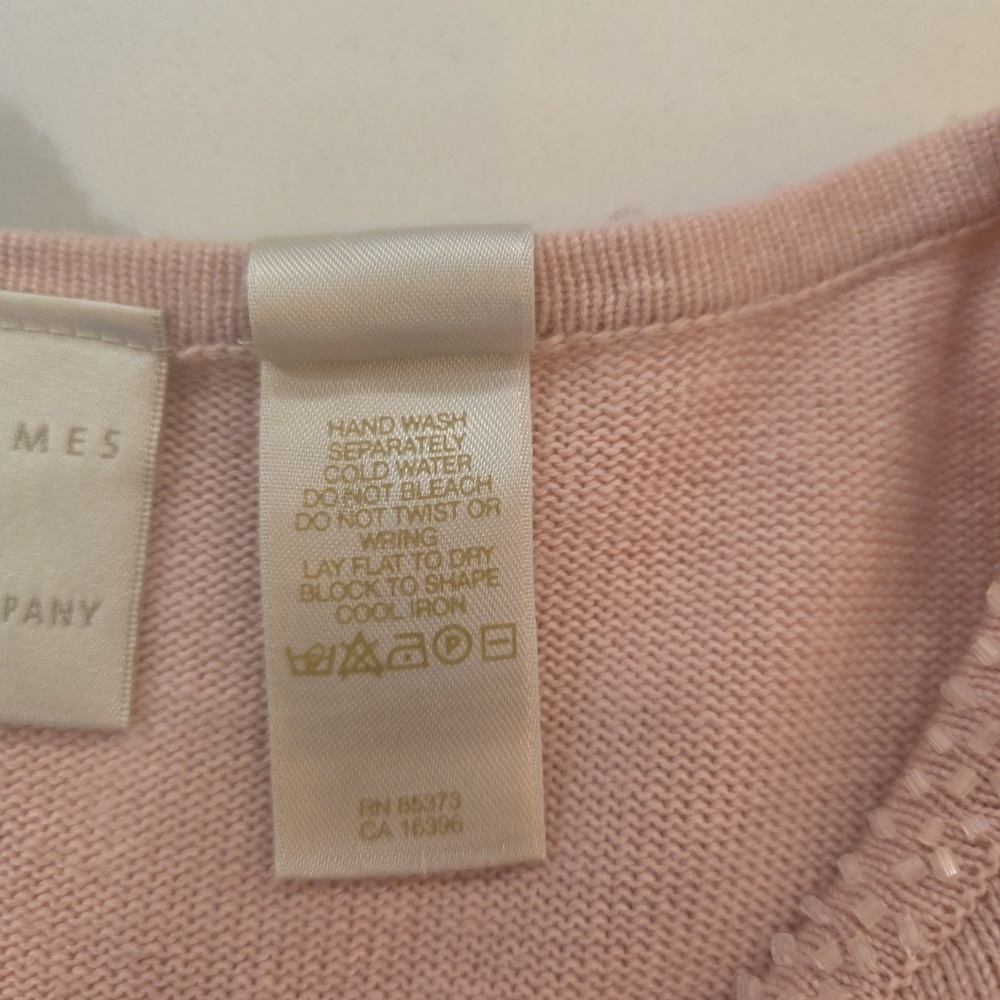 Silk Cashmere Beaded Baby Pink Pullover Knit Sweater Womens Size Small - Picture 9 of 9